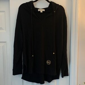 NWOT Michael Kors Black Hooded Longline Sweatshirt with MK Logo